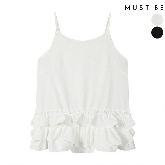 [백화점 출고] 러플 티어드 슬리브리스 티셔츠