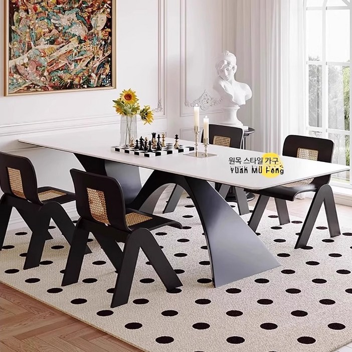 식탁세트 식탁원목 원목식탁 감성가구 세라믹식탁 4인용세트 북유럽식탁 평택가구단지 테이블세트 6인식탁세트 식탁 가정용 중형 현대식 장방형 식탁세트1600 원목테이블상판 4인용식탁