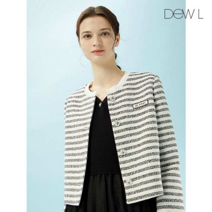 듀엘 라운드넥 스트라이프 자켓 IV_D242MSF234 654565