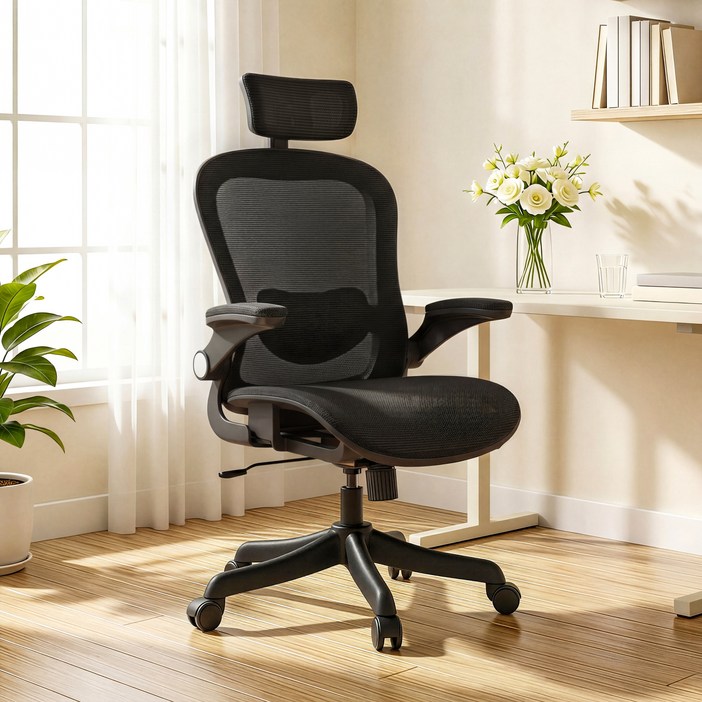 키루에 의자 컴퓨터의자 책상의자 사무용의자 학생 사무실의자 공부의자 사무실 회의실 독서실 사무용 컴퓨터 의자 푹신한 메쉬 의자, 블랙