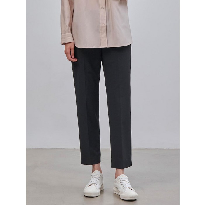 [국내매장판] 빈폴레이디스 [Essential] 폴리 9부 슬림 스트레이트 팬츠 블랙 (BF4721E015) 편한바지 캐주얼