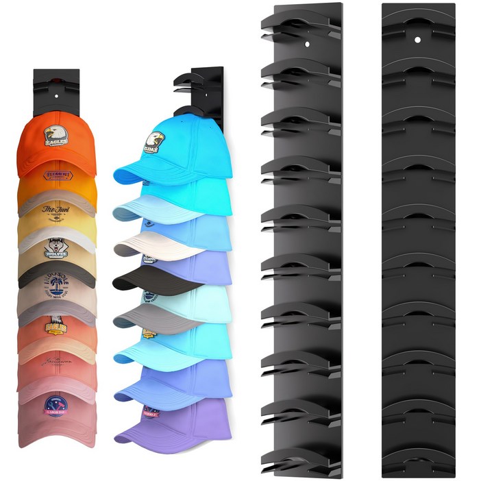 야구 모자용 모자 정리함, 강력한 접착력을 갖춘 벽용 모자 선반 최대 20개의 모자, 도어 옷장용 모자 걸이 홀더 디스플레이, 모자 정리함 수납 멀티 레이어