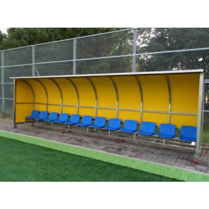 월드스포츠산업 축구 선수용벤치 12인석 스텐 알루미늄복합판넬 WDB1182