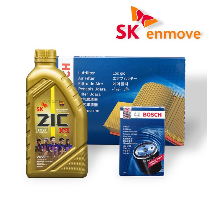 그랜져 IG (더뉴그랜져 IG 포함) 2.4 가솔린/하이브리드 엔진오일 세트 지크 X9 LS 5W30 5L 보쉬 필터 A 2658 O 1182