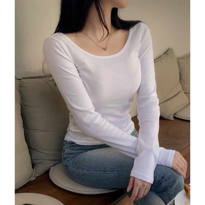 여성용 기본 티셔츠 베이직 무지 긴팔티 이너티 6color 7A8