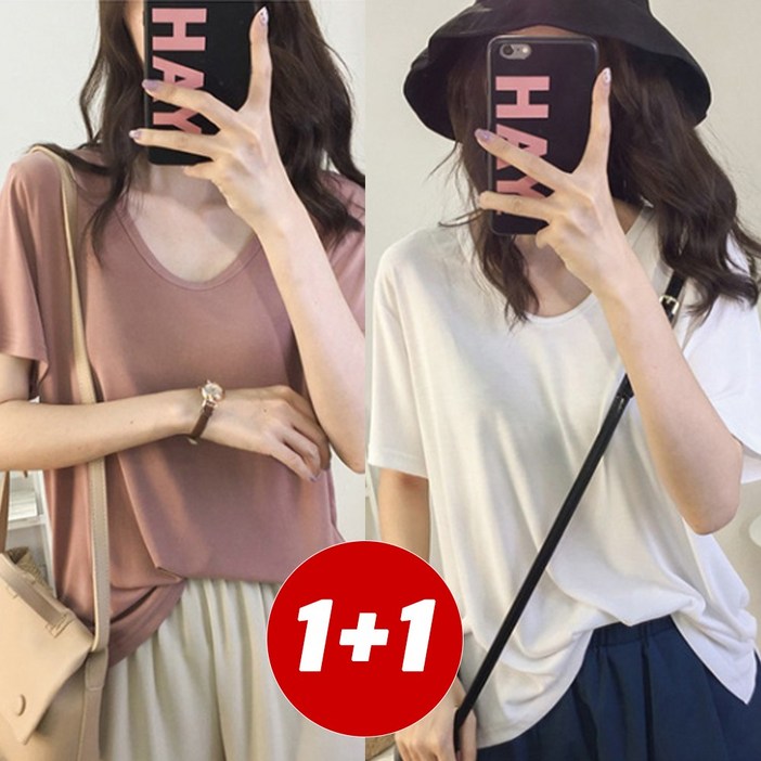 코마드 편안한 여성 여름 반팔티셔츠 2P WTO223 코마드 편안한 여성 여름 반팔티셔츠 2P WTO223