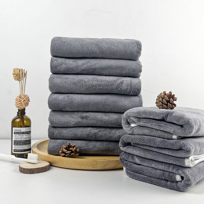 FASEN 호텔수건 먼지없는수건 128g 고급수건, 다크그레이, 10장