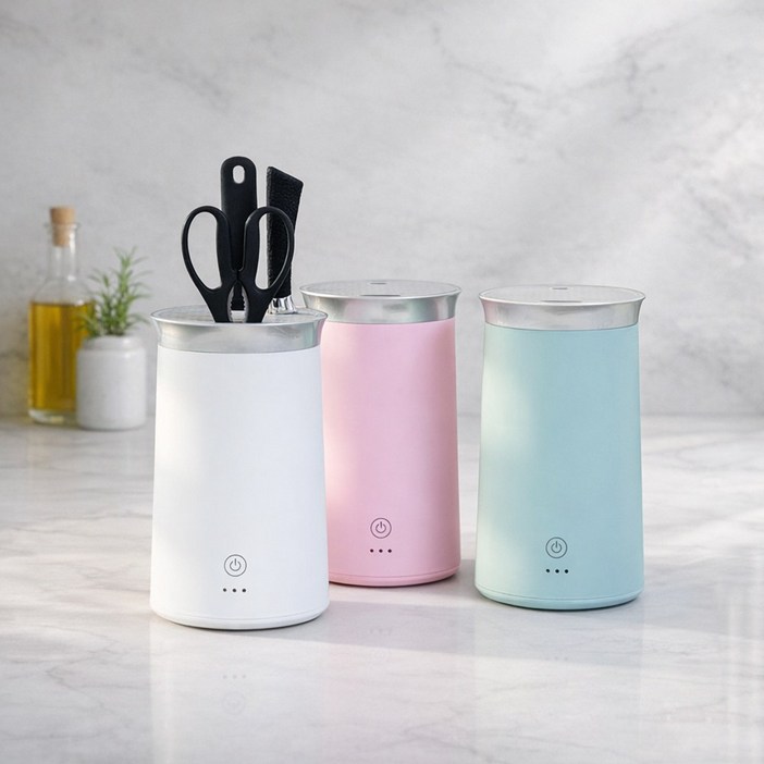 독일브랜드 UV LED 칼소독기 PTC 열풍 건조 99.9 살균 칼꽂이 거치대 가위 살균기 분리 세척 위생 주방 선물 화이트 민트 핑크