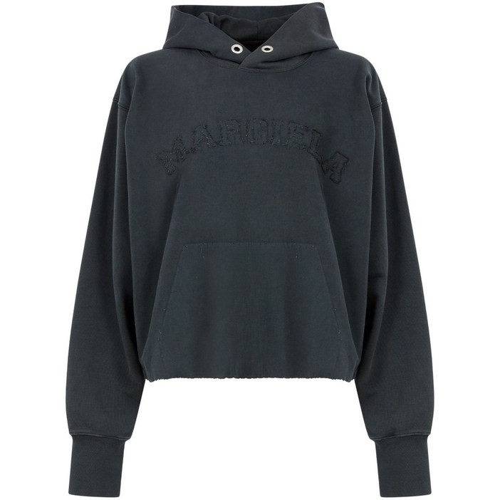 메종 마르지엘라 로고 자수 코튼 후디