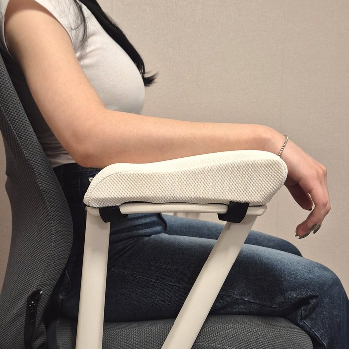 인체공학 커버무드 메모리폼 의자 팔걸이 쿠션, 화이트, 2개