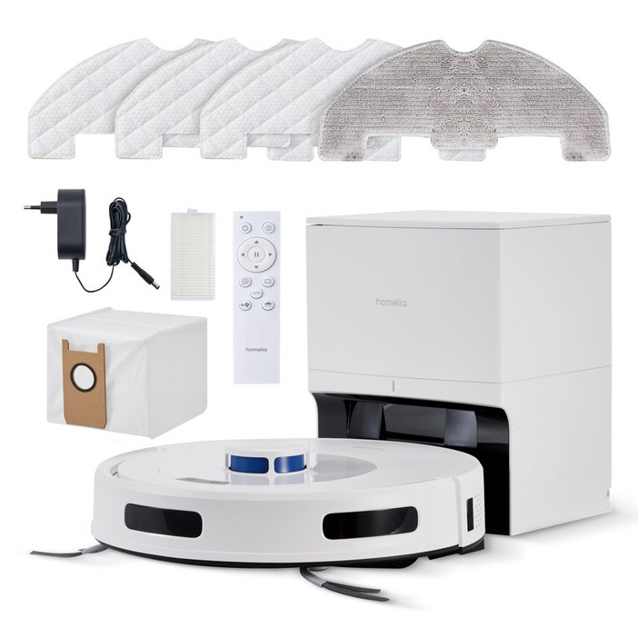 신제품 홈리아 로봇청소기 스마트 물걸레 청소 강력 흡입 자동충전, 화이트, 클린스테이션
