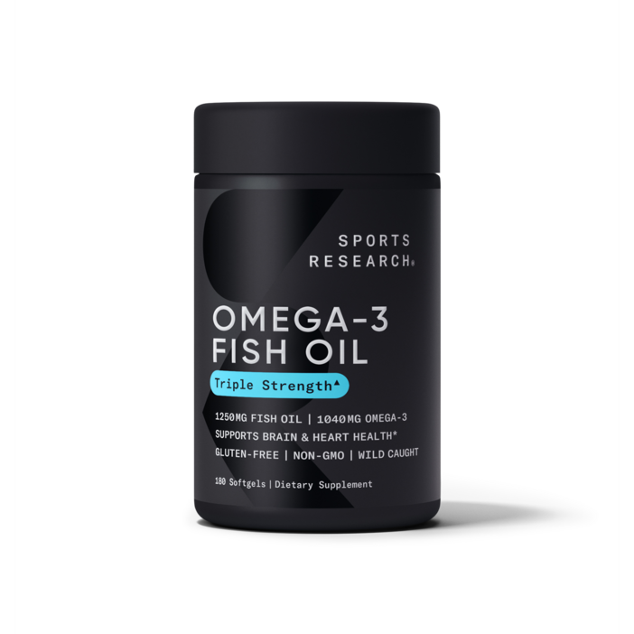 Sports Research 스포츠리서치 Omega-3 Fish Oil 오메가-3 Triple Strength 1 250 mg, 180정, 1개 출산/유아동