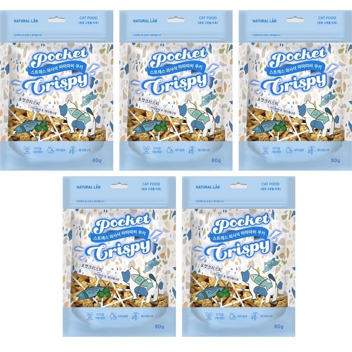 네츄럴랩 포켓크리스피 고양이 쿠키스낵, 가다랑어+개다래나무, 80g, 5개