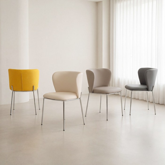 크로바 체어 안락 쿠션 카페 인테리어 주방 식탁 거실 커피숍 매장 업소 간이 등받이 의자, 그레이