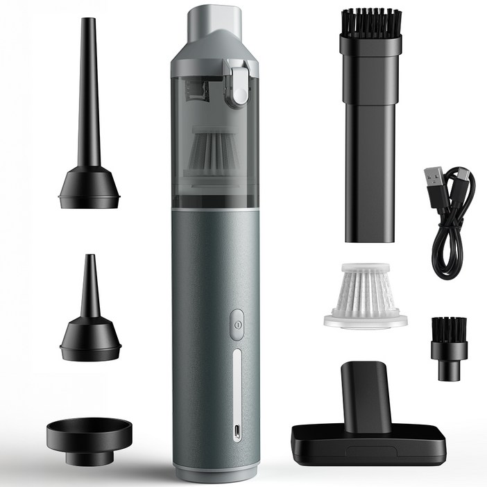 Zaxnouvi 무선 차량용 청소기 16000Pa 초강력 4in1 휴대용 미니 핸디 진공청소기 7종 노즐 세트  필터 2개 포함
