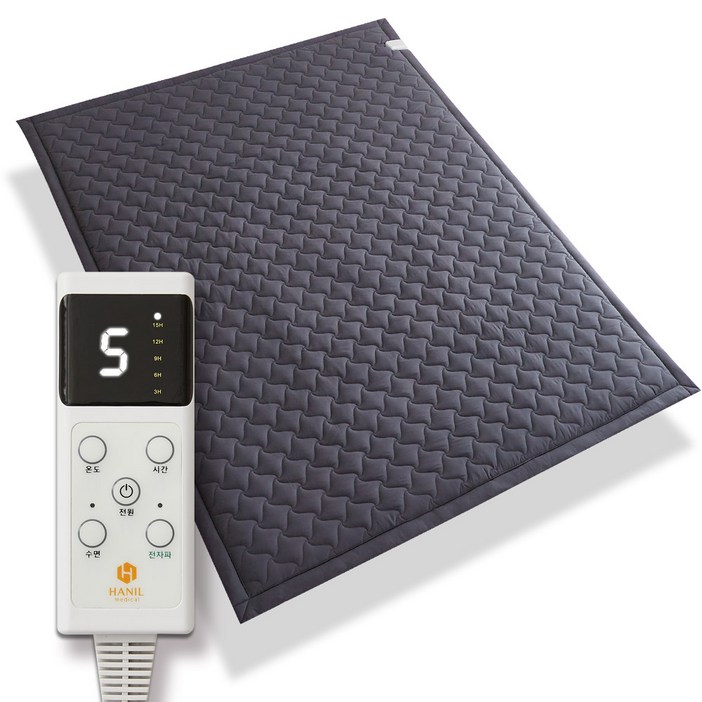 전자파없는 탄소매트 워셔블 침대 전기매트 싱글 더블, 2인용 퀸150X200cm, 챠콜네이비바람개비