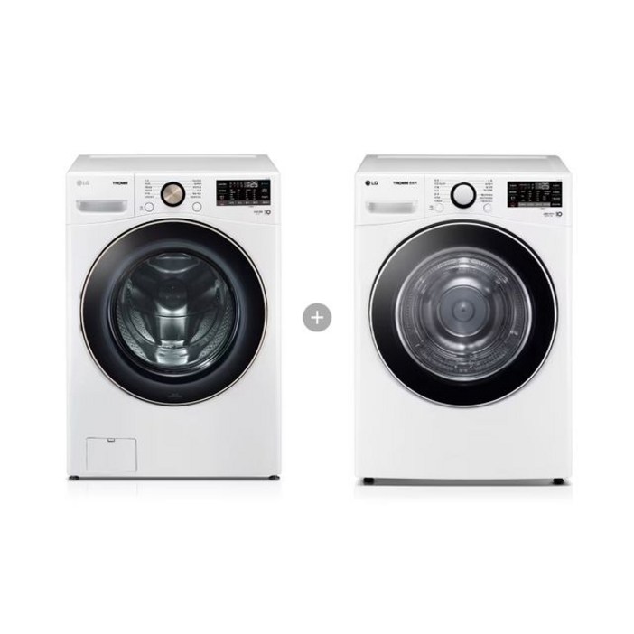 LG전자 트롬 드럼세탁기 F21WDLP +건조기 RH19WTWN 21kg+19kg 방문설치
