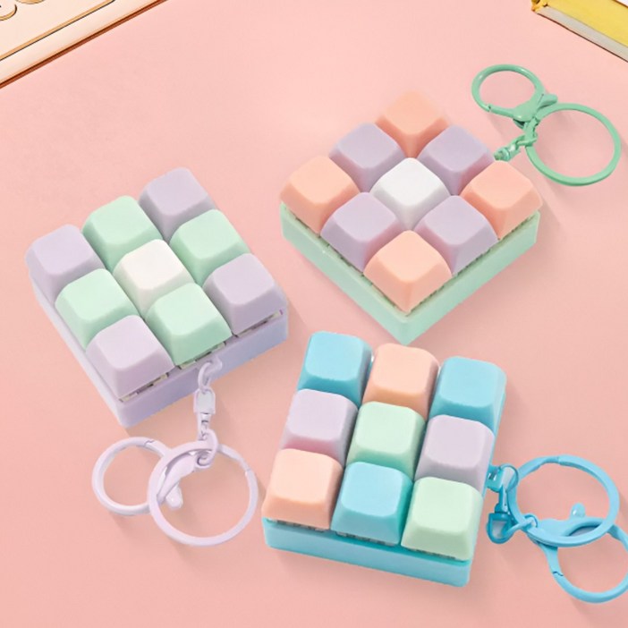 마카롱 키캡키링 키보드키링9구 클릭커 클리커 딸깍이 열쇠고리