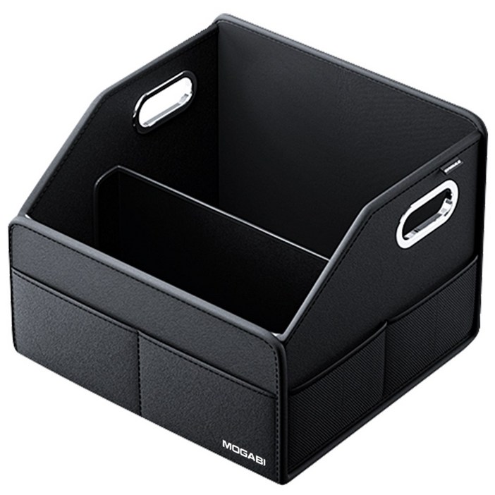 모가비 조수석 수납함 다용도 접이식 가죽 고급 정리함, 블랙 단색, 1개