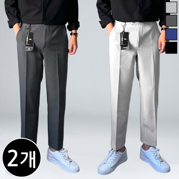 이브 1+1 남성용 링클프리 뒷밴딩 빅사이즈 스판 슬랙스 (5369-2)