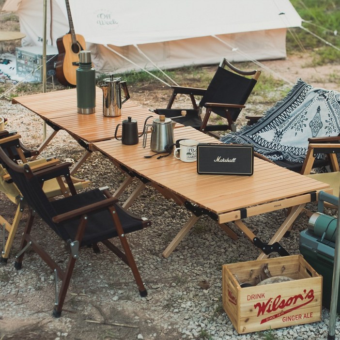 오프위크 접이식 캠핑 우드 롤 테이블 120cm
