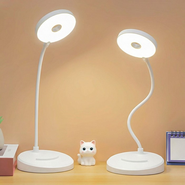 HUIJII 휴대용 원형 터치 학습용 LED 스탠드 2000mAh 배터리