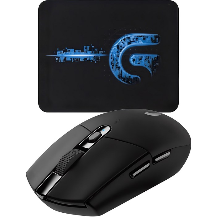 로지텍 LIGHTSPEED 무선 게이밍 마우스 G304 + 마우스 패드, G304, Black