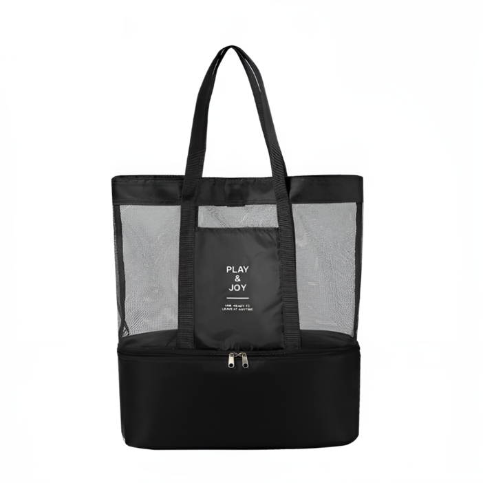 2단 포켓 메쉬 수영 가방, 블랙