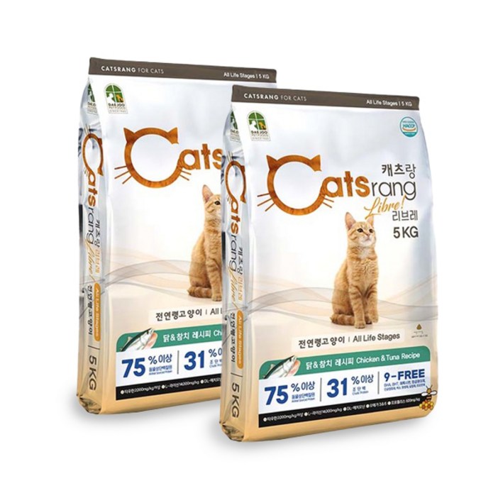 캐츠랑 리브레5kg X 2개 전연령 고양이사료 고양이밥, 5kg, 닭참치 캐츠랑 리브레5kg X 2개 전연령 고양이사료 고양이밥, 5kg, 닭참치