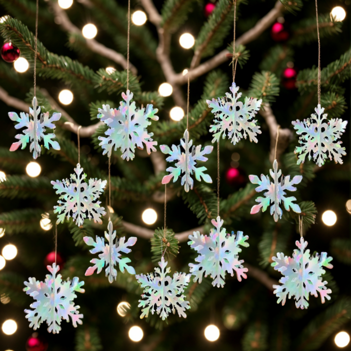 입체 눈꽃 모빌 눈송이 모빌 겨울 어린이집 유치원 천장 장식 3가지모양 12개무지개