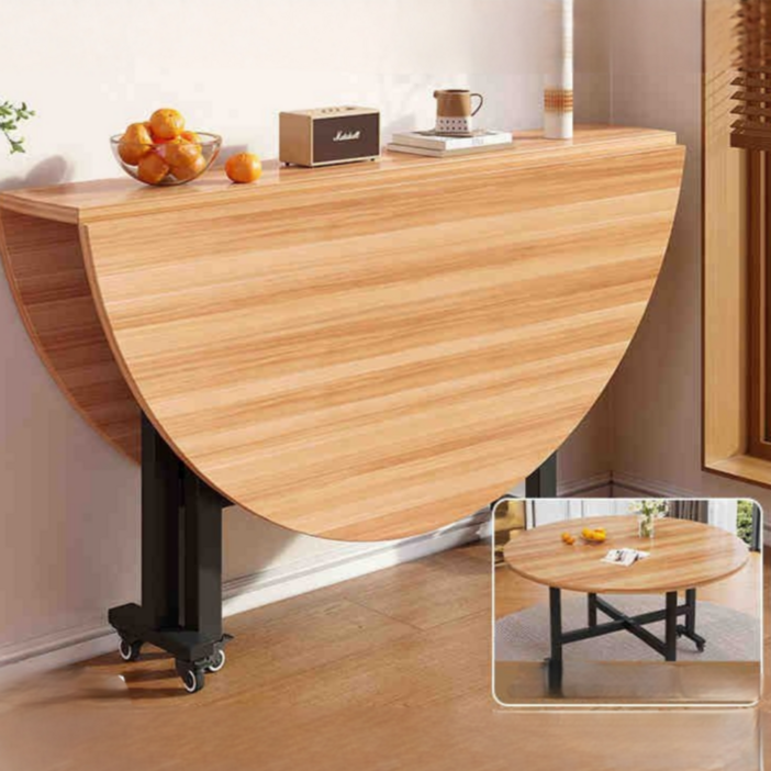 바비엘 접이식 원형식탁 테이블 원탁 폴딩 공간활용 원룸, 메이플 우드, 6인용