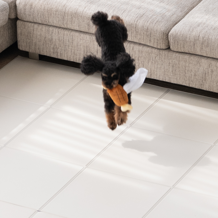 이리로 강아지 슬개골탈구예방 미끄럼방지 방수 애견 접이식 타일 매트, 앞면 리얼러그  뒷면 그레이, 1개