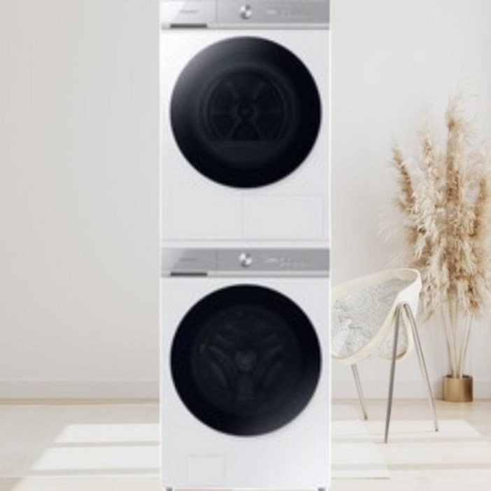 삼성전자 BESPOKE 그랑데 AI 직렬설치 세탁기 WF21B6400KE  건조기 DV17B8720BE 패키지 세트 21kg  17kg  상단 설치 키트 방문설치