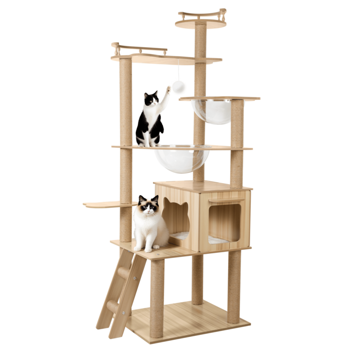리빙가감법 고양이 캣타워 B12 스크래쳐 대형 숨숨집 해먹 성인묘 아기 고양이 냥이 대형 원목, 원목색, 1개