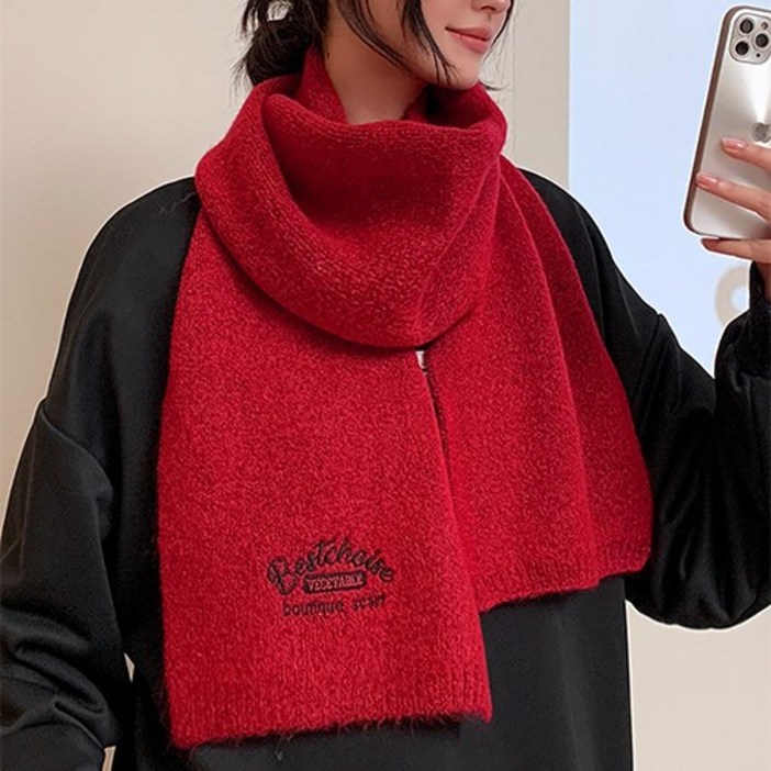 소울린느 영문로고 포근 니트 머플러 7컬러