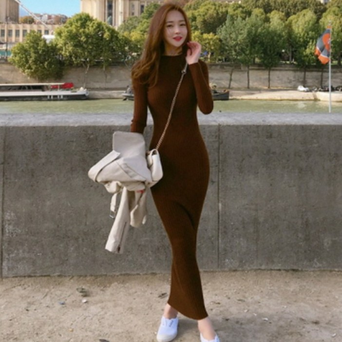 뉴욕멋쟁이 론리 골지 롱니트원피스