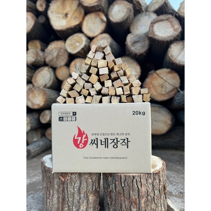 강씨네장작 3중방습 국내산 명품 참나무 3차건조 캠핑장작 20kg, 20kg, 1개