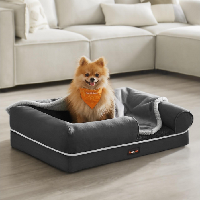 FEANDREA 반려동물 꿀잠 푹신한 미끄럼 방지 사각 강아지 방석 쿠션