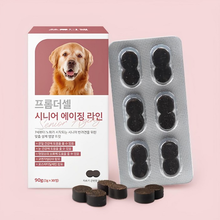 프롬더셀 강아지 노견 영양제 관절 피부 피모 눈건강 백내장 치매 항산화제 30정