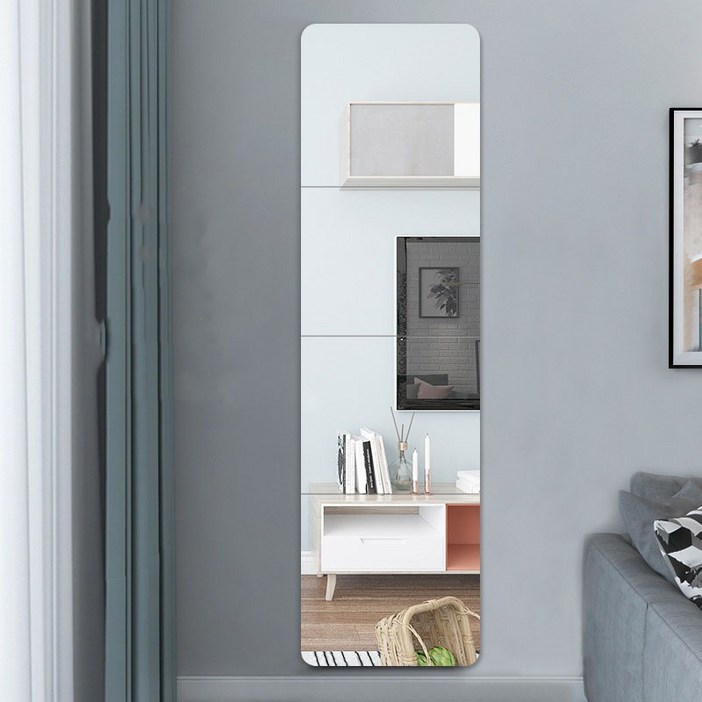 (2mm 두께) 라운드 코너 붙이는 아크릴 거울 , 안전 전신 거울