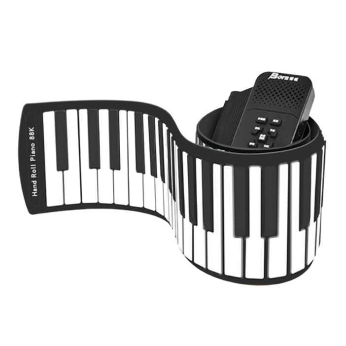 솔시레 롤업 피아노 접이식 무선 88건반 전자 디지털 키보드 건반 휴대용 입문용 교습용, 1개, 검정, 롤업피아노