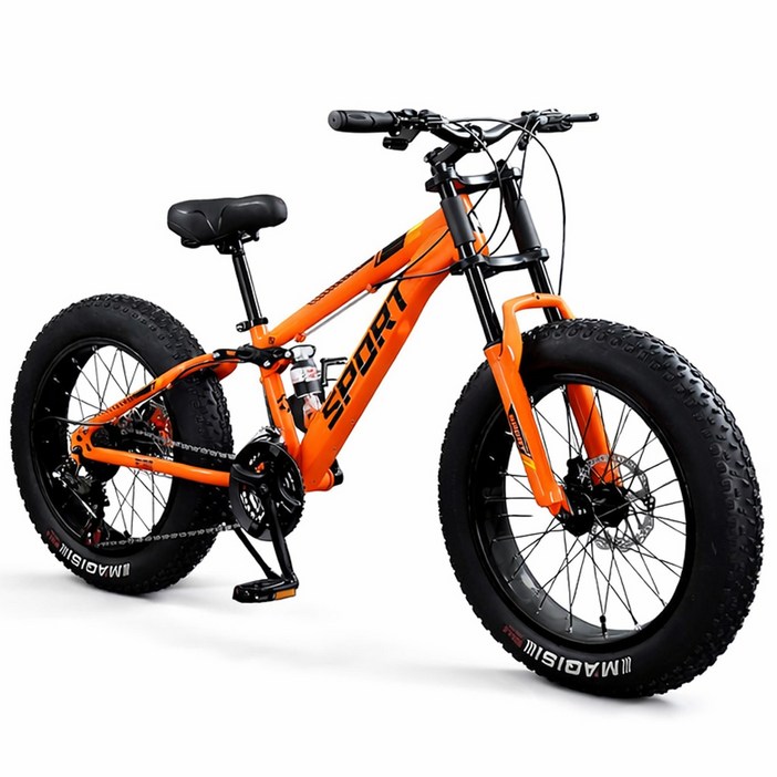 테라로드 오프로드 자전거 MTB 4인치 초광폭 타이어 산악 미끄럼방지 팻바이크 변속, 1개, 190cm, 오렌지블랙7단