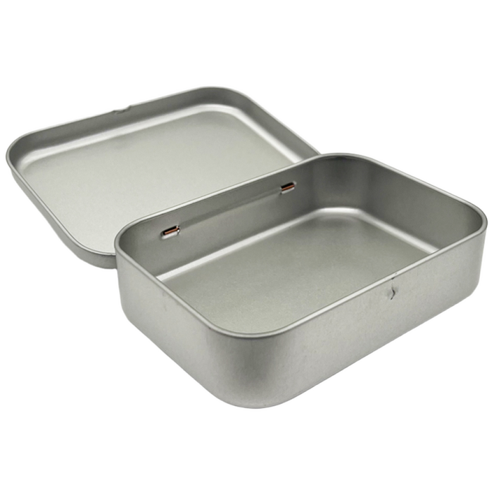 S051 화영제관 사각 경첩 틴케이스,대형 틴케이스, 미니 틴케이스, 원형 틴케이스, 철필통, 원통, 정리함 케이스, 틴케이스 쿠키, 철제 케이스, 1개, 은색