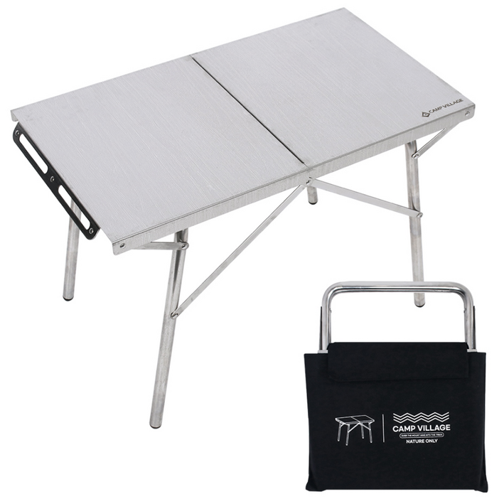 캠핑 낚시 다용도 접이식 스테인리스 사이드 테이블 + 전용 보관가방, 단일색상