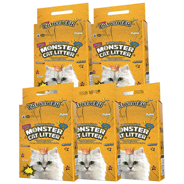 푸르미 몬스터 캣리터 압축 두부 고양이 모래, 8L, 5개, 오리지널