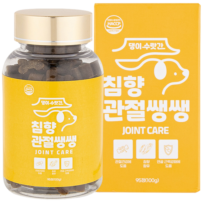 강아지 관절영양제 슬개골탈구 증상 콘드로이친 보스웰리아 오메가3 댕이수랏간 침향관절쌩쌩 100g, 95정, 뼈/관절강화, 1개