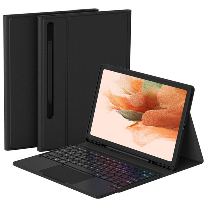 데이웍스 갤럭시탭 S10FE S9FE S9 블루투스 터치패드 키보드 북커버 케이스 S펜 수납, 터치패드 키보드 케이스 블랙, 1개