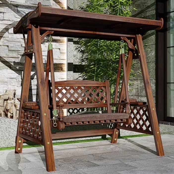 우드네스트 원목 스윙체어 정원의자 야외그네의자 흔들그네 원목그네의자 나무그네의자 정원 벤치