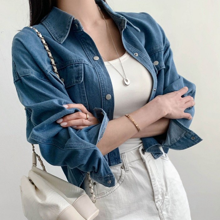 마켓제이MARKETJ 포켓 크롭 데님자켓셔츠2col