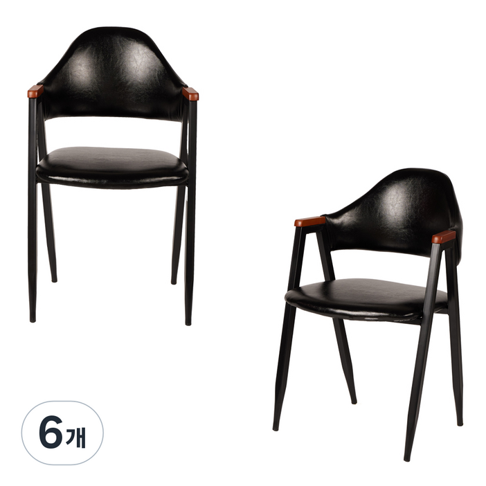 천하퍼니처 비올렛W 인테리어의자 스터디카페 커피숍 업소용의자 식탁의자, 블랙, 6개